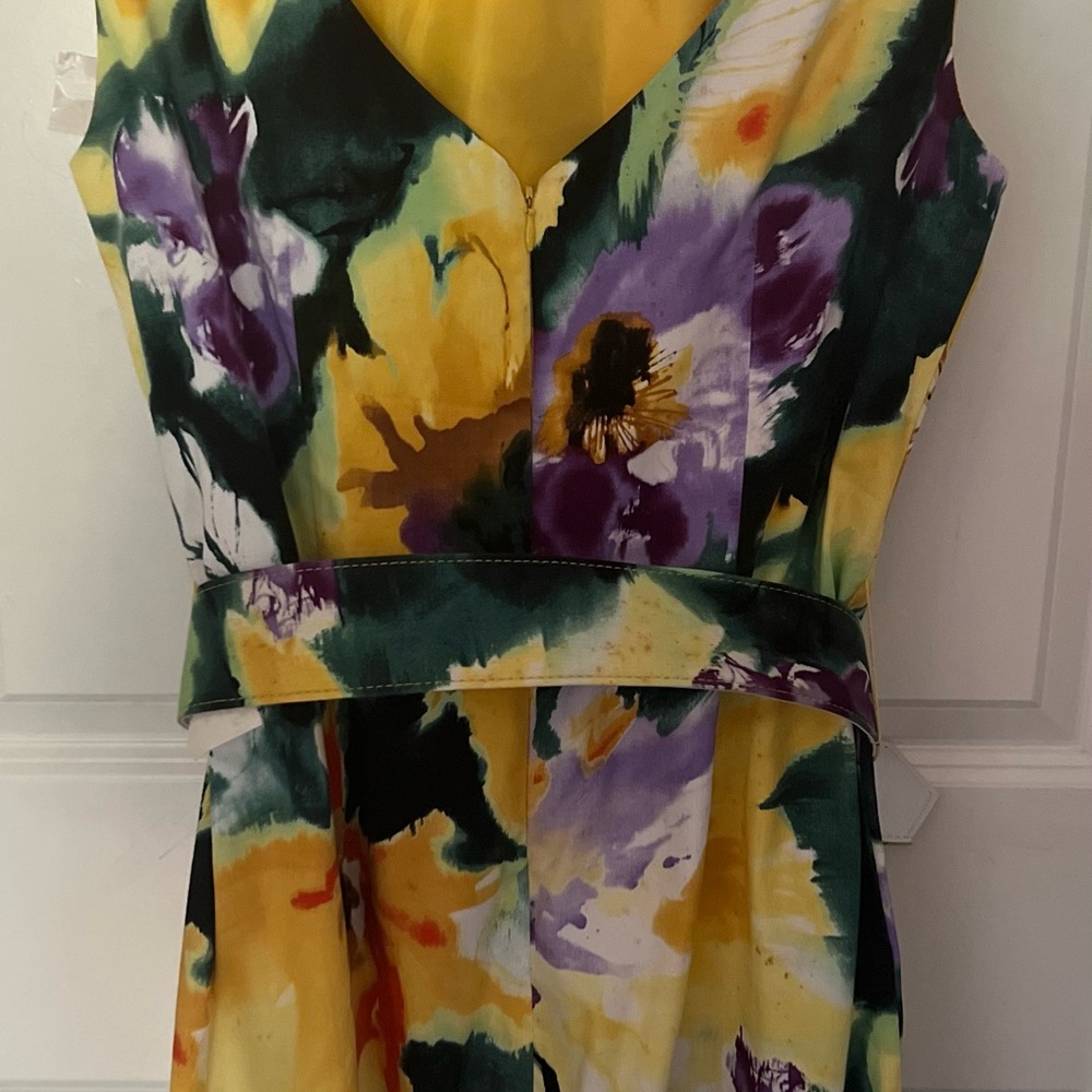 New W/O tags summer dress beautiful floral watercolor/yellows/greens/purple